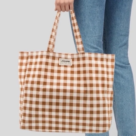 Sezane Handbags - SEZANE Suzanne Gingham Tote
